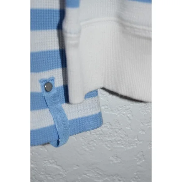 Lauren Ralph Lauren XL Nautical Stripe Top Drop Shoulder Lt Blue White Coastal - Picture 16 of 16